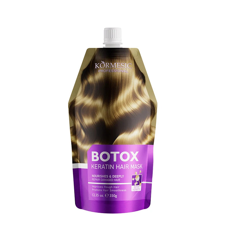 Hair treatment bottle with product or promotional pack view