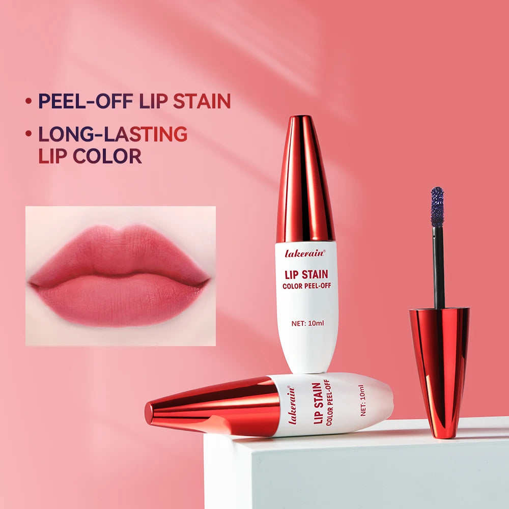 Peel-off lip stain with lip application and color examples