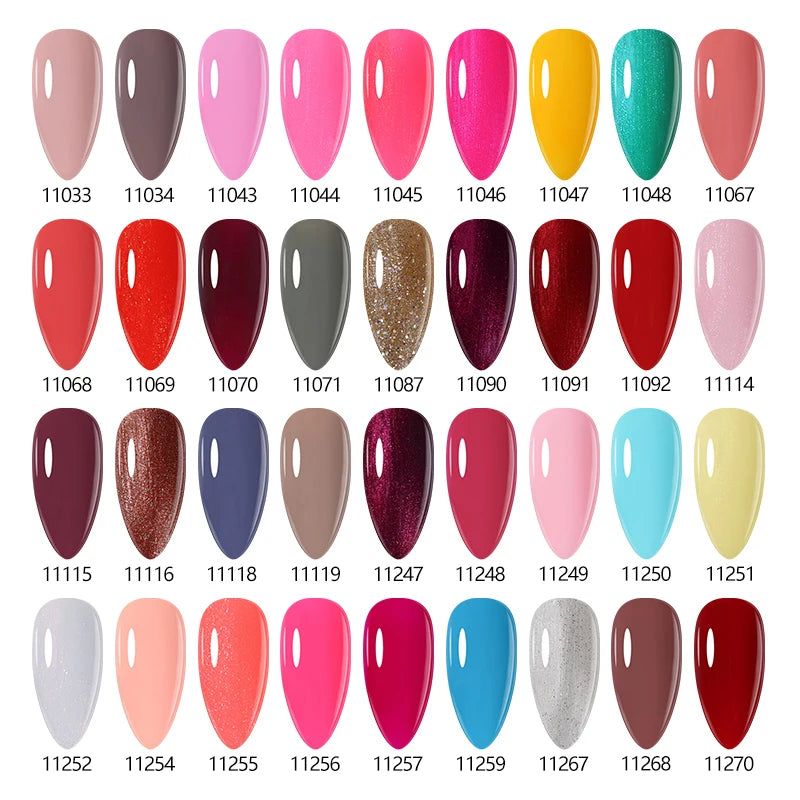 Numbered gel nail polish color chart