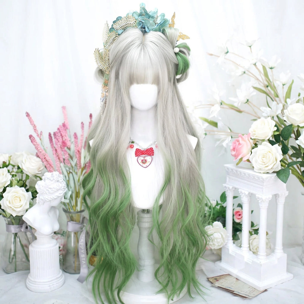 Cosplay wig shown with front, back or styling views