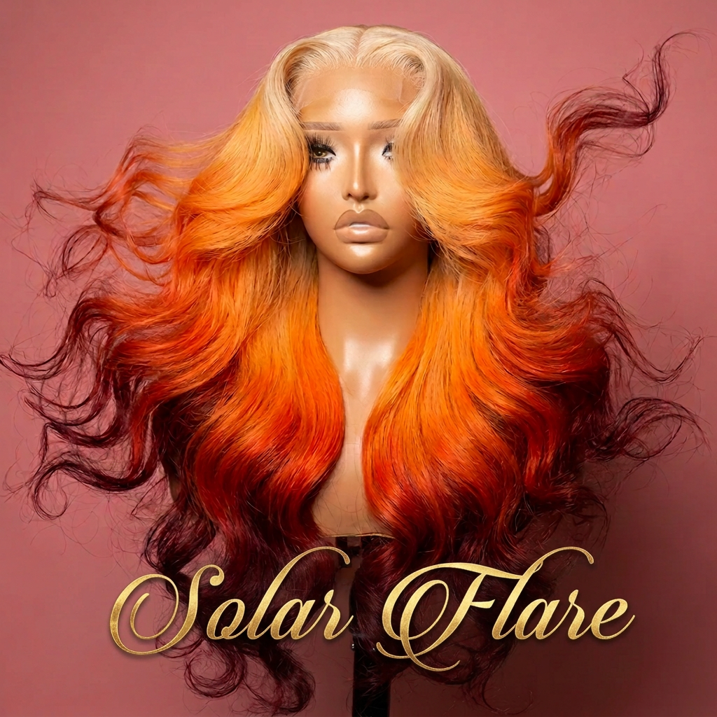 The Solar Flare Collection: 13x4 Custom Multi-Tone Curly Lace Front Wig - Brazilian Human Hair Blend