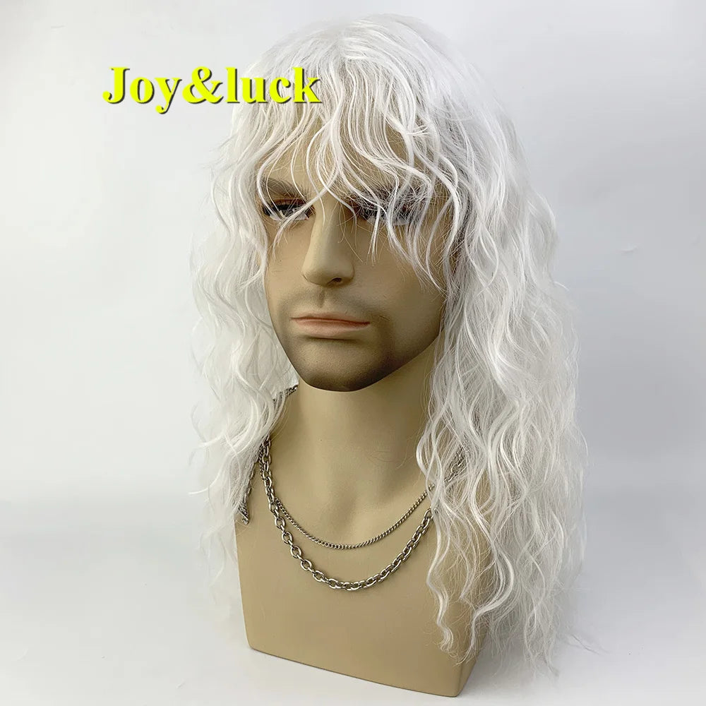 Long shaggy light-colored wig on a model or mannequin