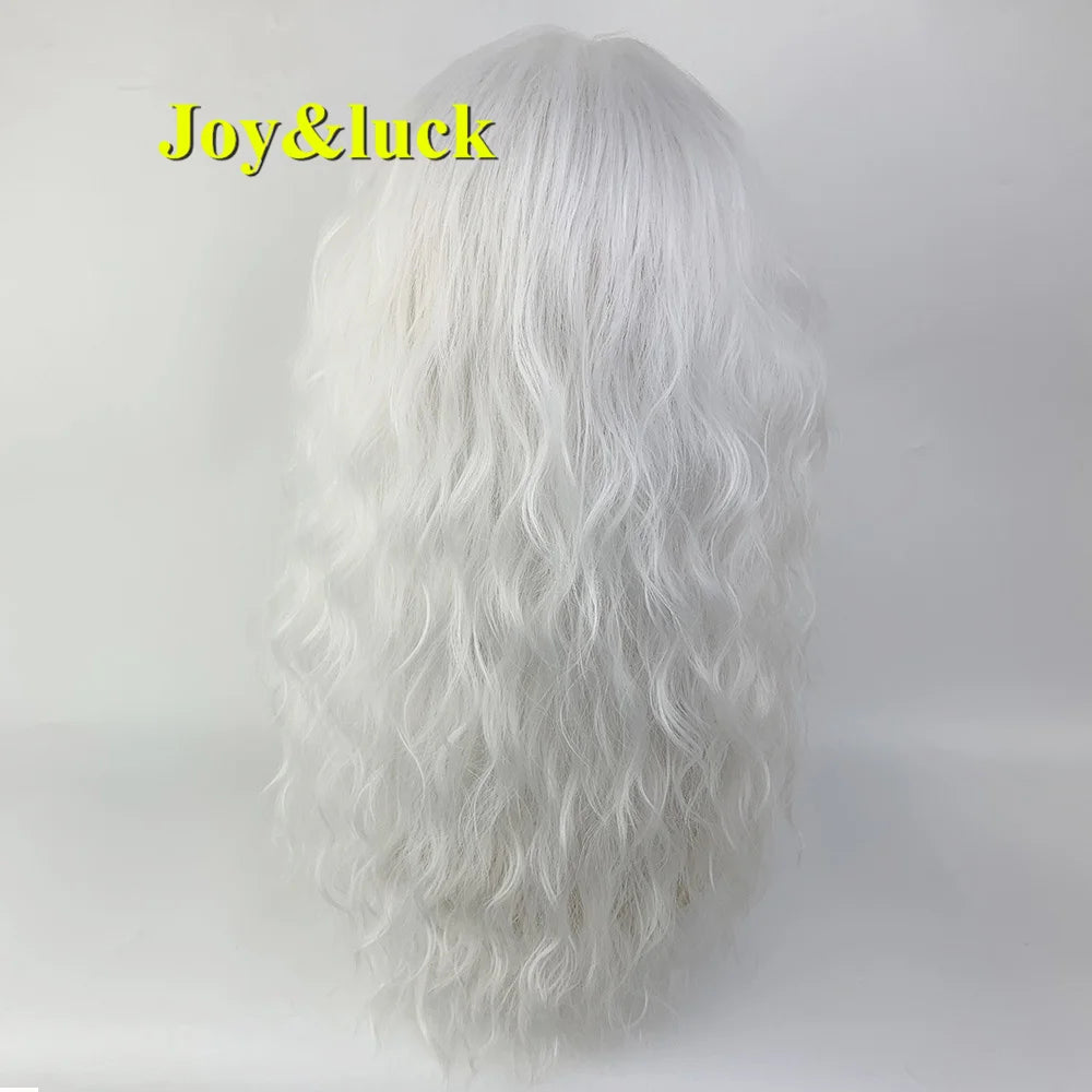 Long shaggy light-colored wig on a model or mannequin