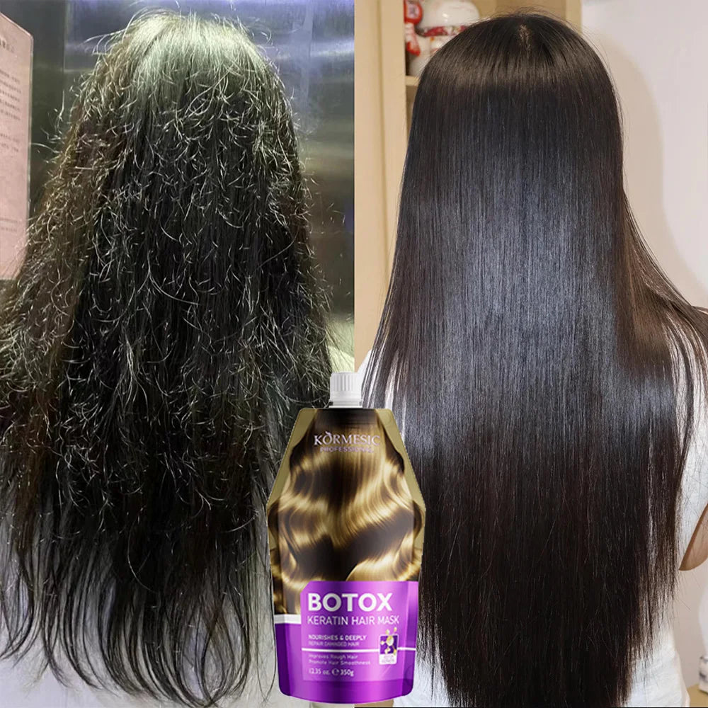 Hair treatment products with hair texture comparison graphics