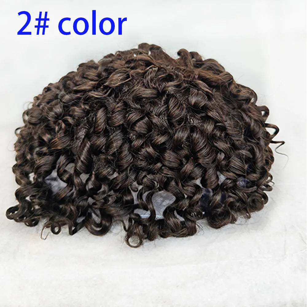Curly toupee showing its curl pattern