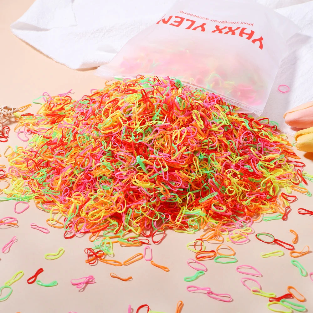 Colorful Mini Elastic Hair  Rubber Bands – 500 Pieces
