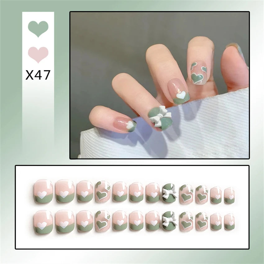 Press-on nail set with manicure example