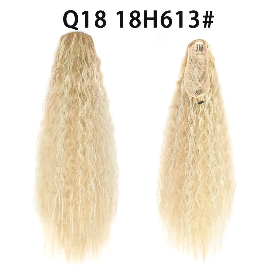 22 Inch Drawstring Ponytail Extension Soft Curly Wave 32 Colors