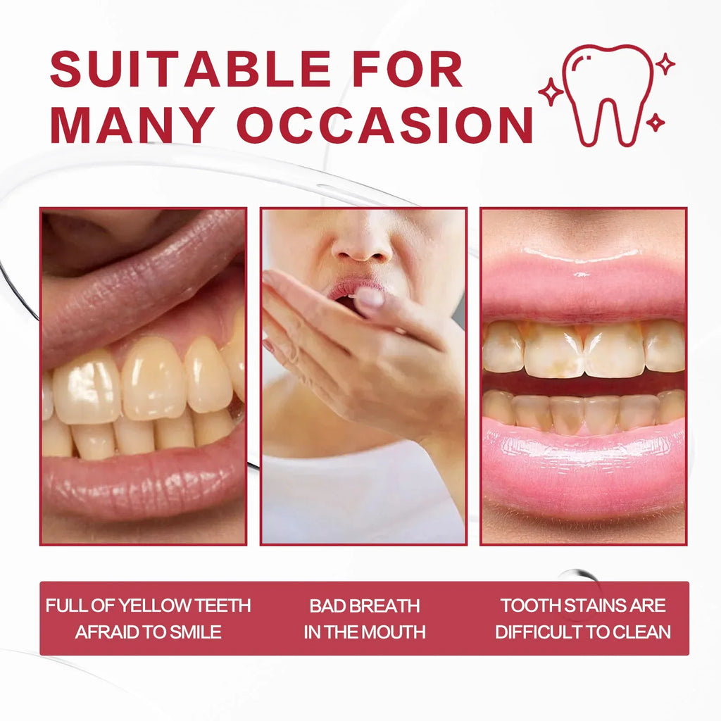 Probiotic toothpaste with ingredients and tooth brushing illustrations