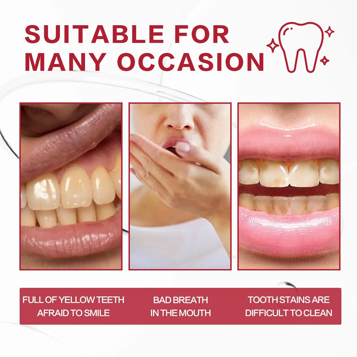 Probiotic toothpaste with ingredients and tooth brushing illustrations