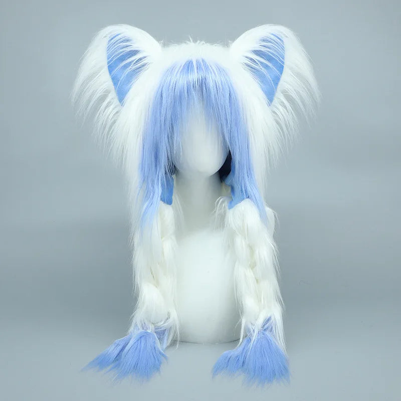 Y2K Cat Ear Plush Hat - Cute Braid Cosplay Cap- 9 Colors
