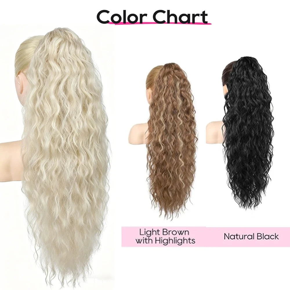 30" Long Body Wave Claw Clip-In Ponytail Extension