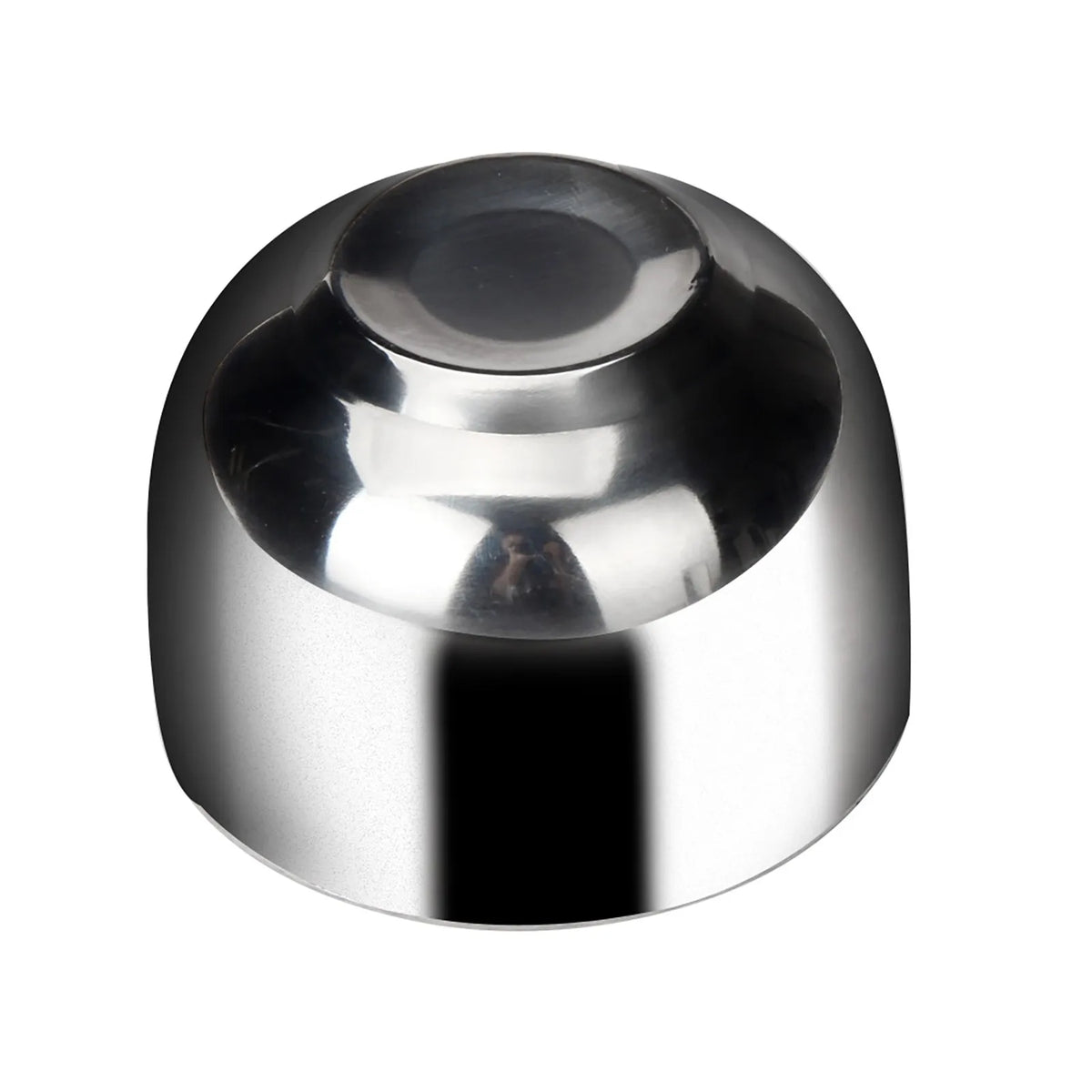 Stainless steel shaving bowl shown from above and below