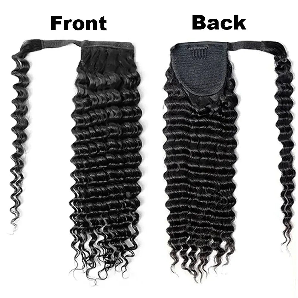 Curly ponytail extension with attachment and construction details