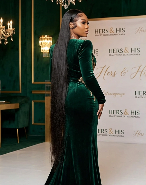 Inches to the Floor: Bone Straight Brazilian Remy Blend Wig -16 to 42"- Transparent Swiss HD Lace