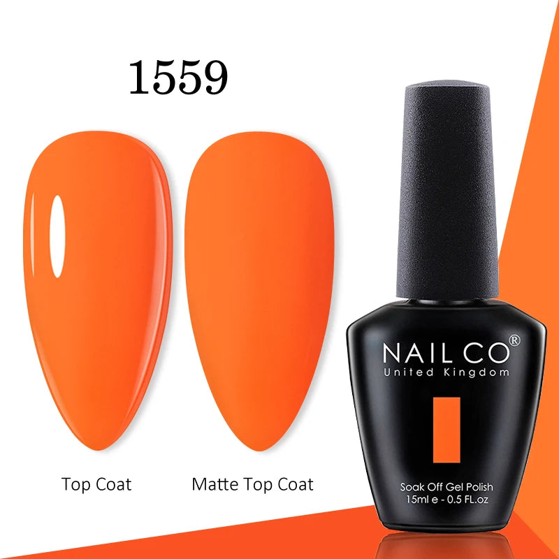 NAILCO gel polish bottle with numbered glossy and matte color samples