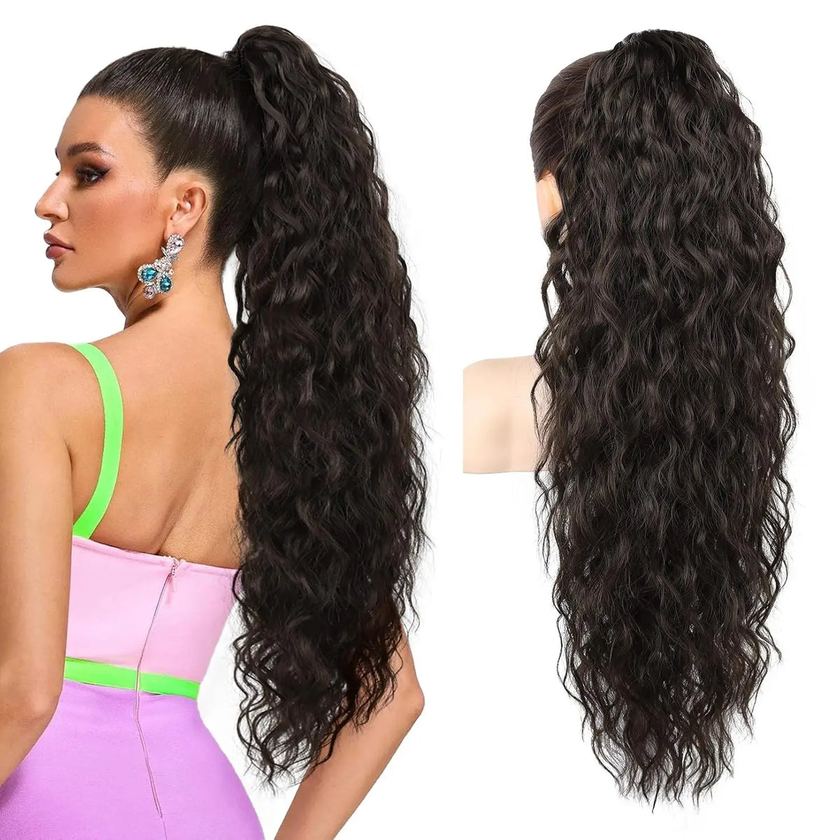 30" Long Body Wave Claw Clip-In Ponytail Extension