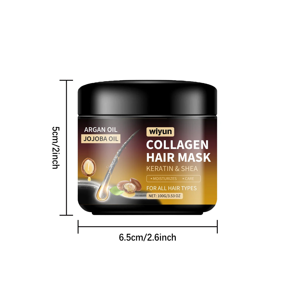 Hair mask jar with dimensions