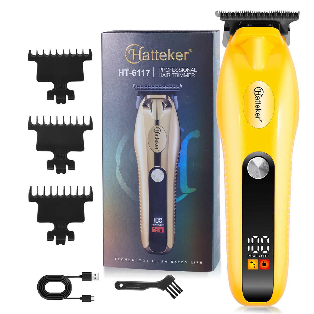 Electric hair clipper or trimmer kit with comb attachments