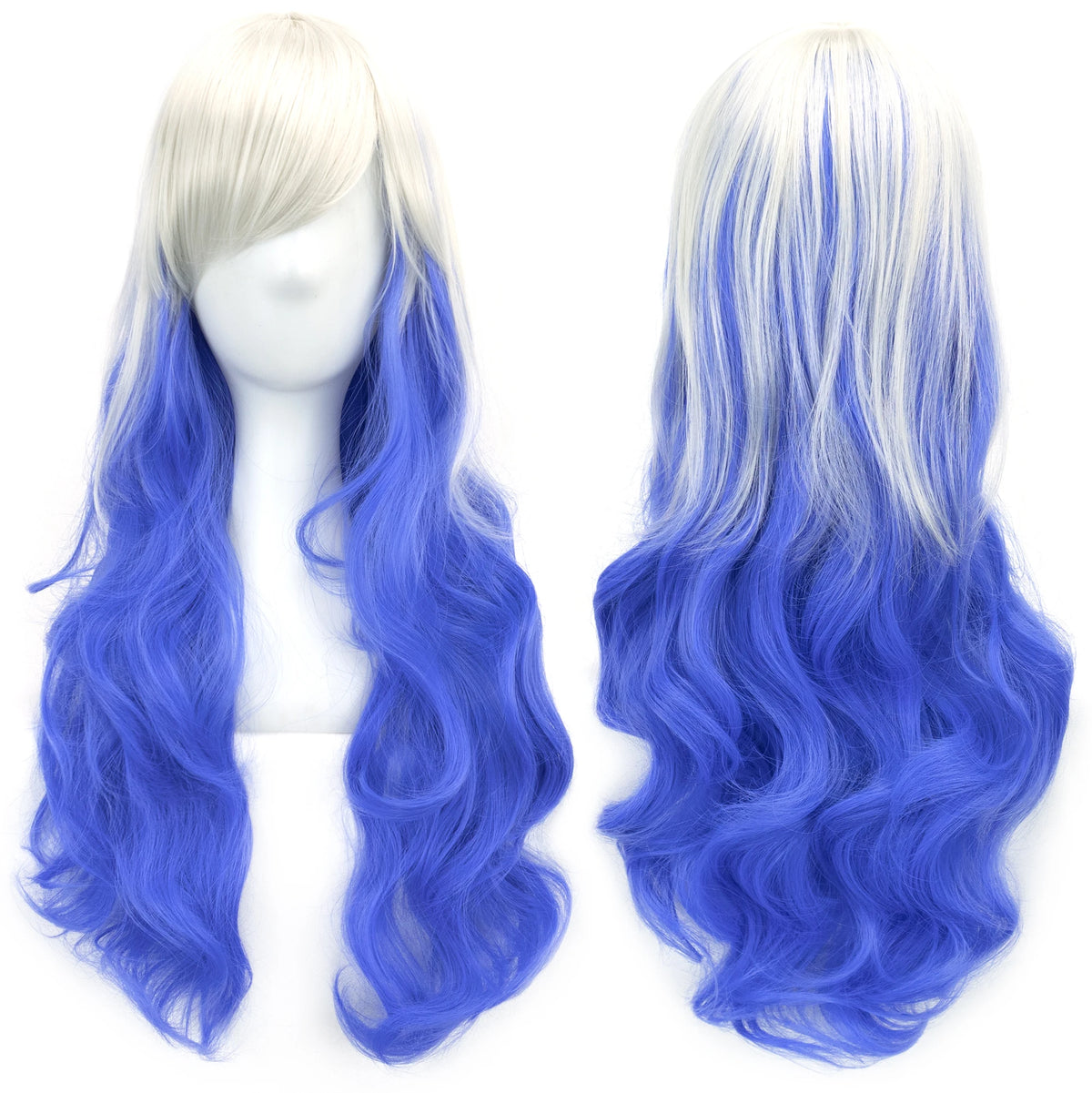 Colorful long wig shown from front and back