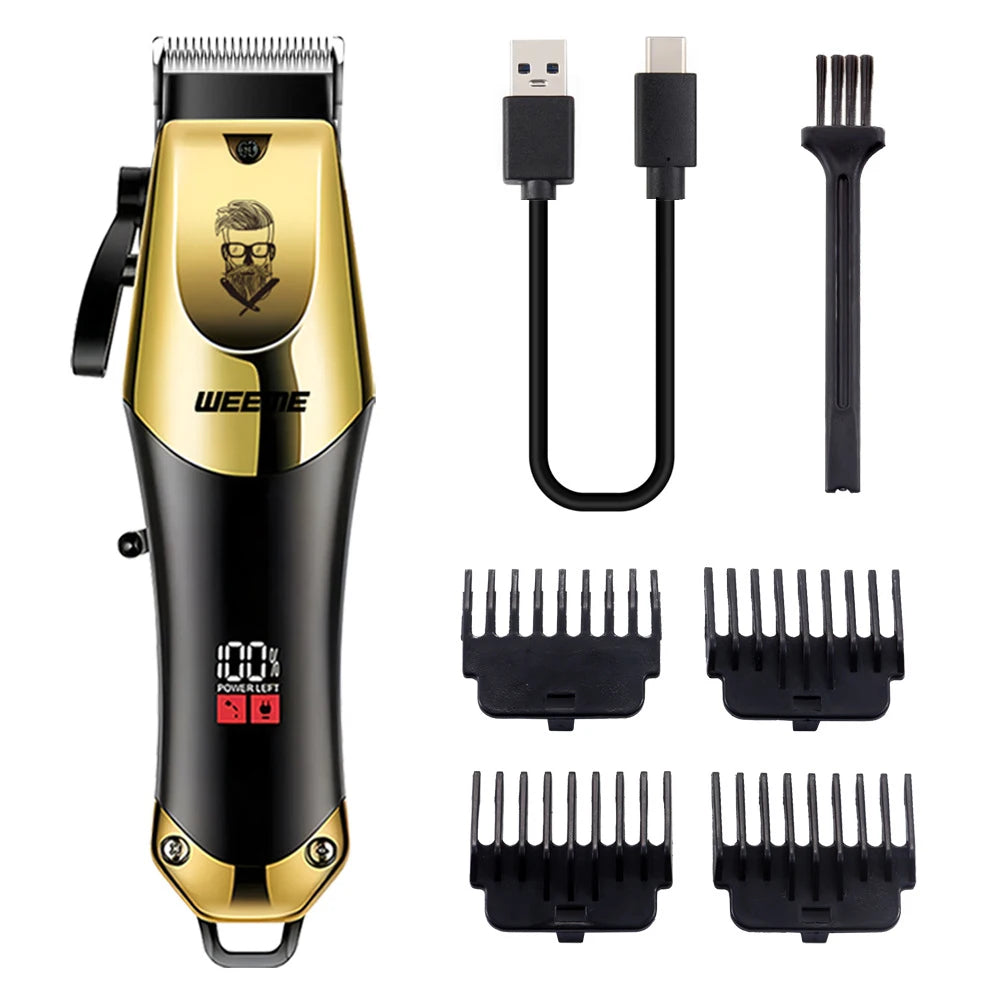Cordless trimmer kit with attachments and feature illustrations