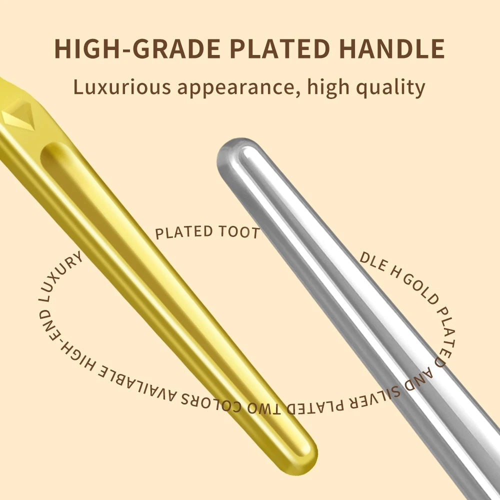 Gold and silver toothbrushes with bristle and handle details