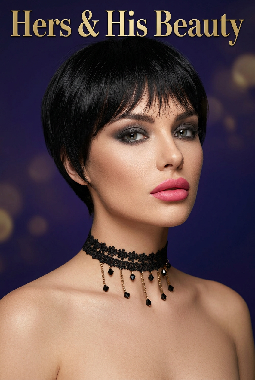 Brazilian Remy Human Hair Short Pixie Cut Wig - Natural Black