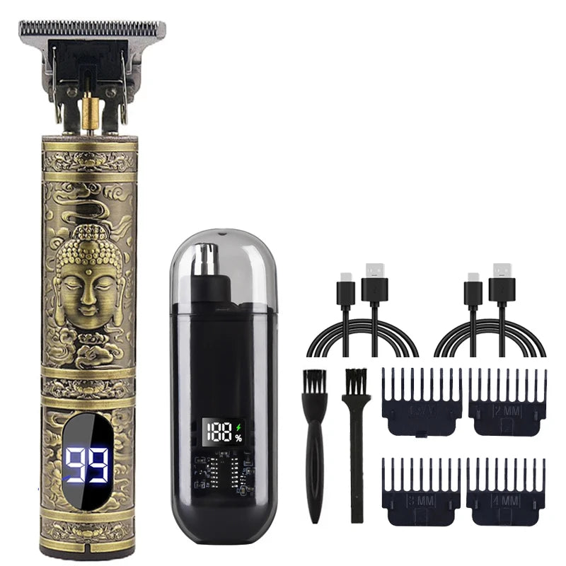 Hair trimmer and clipper kit with guide combs and accessories