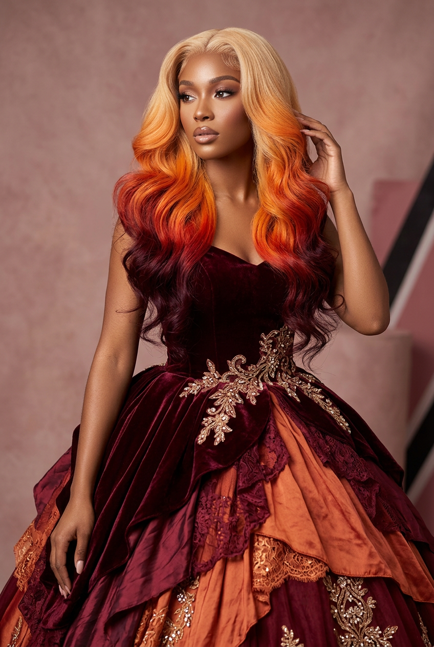 13x4 Custom Multi-Tone Colored Lace Front Wig – Luxury Long Brazilian Remy Hair