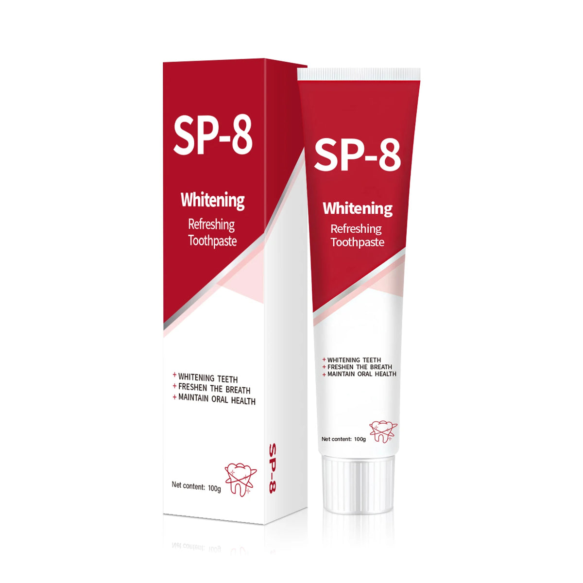 Probiotic toothpaste tubes and boxes