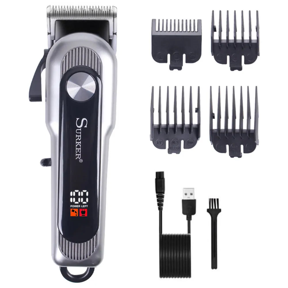 Electric hair clipper or trimmer kit with comb attachments