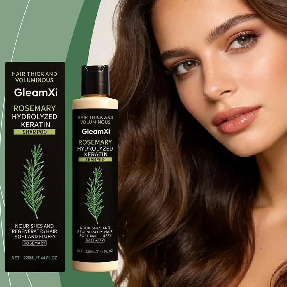 Rosemary hair care bottle with hairstyle examples