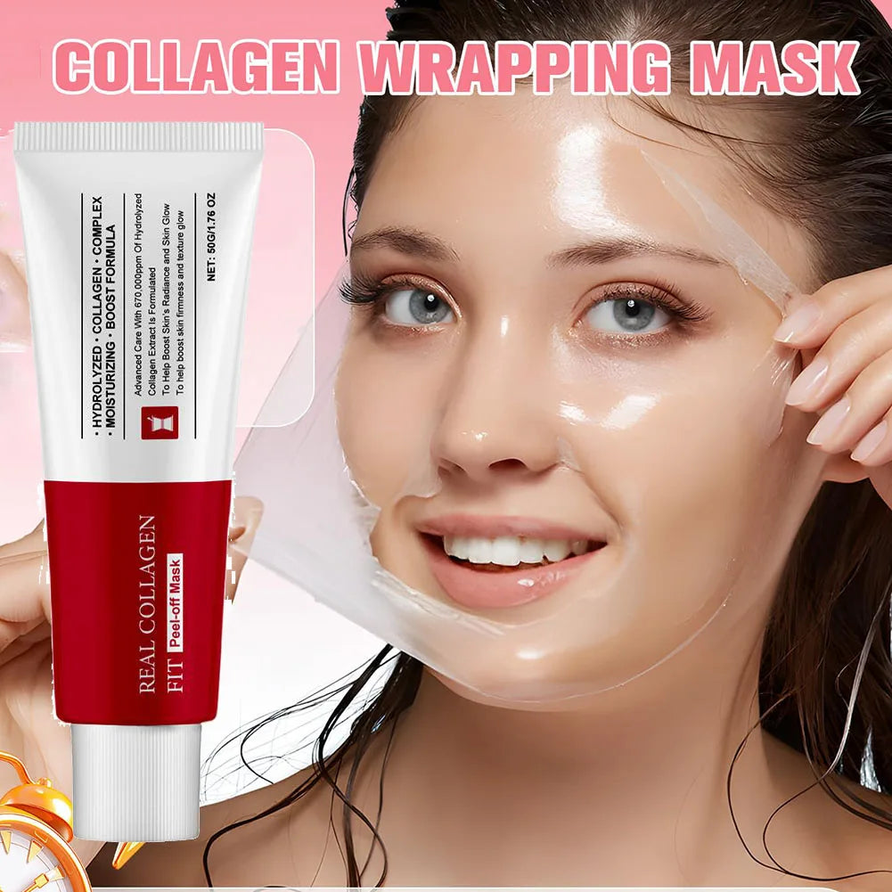 Peel-off face mask tube with facial application illustrations
