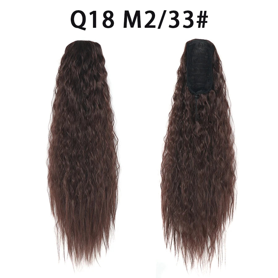 22 Inch Drawstring Ponytail Extension Soft Curly Wave 32 Colors