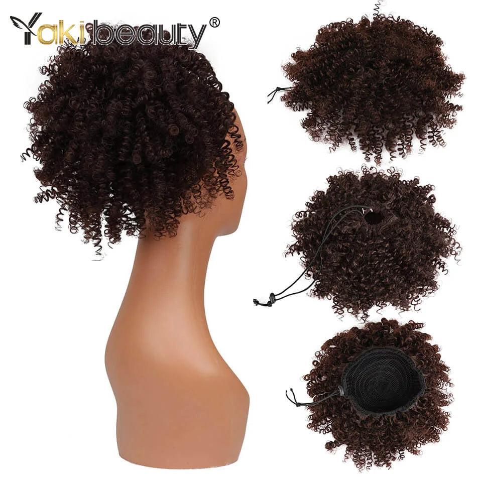 Curly puff hairpiece with styled hair or base details