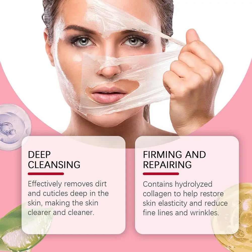 Peel-off face mask tube with facial application illustrations