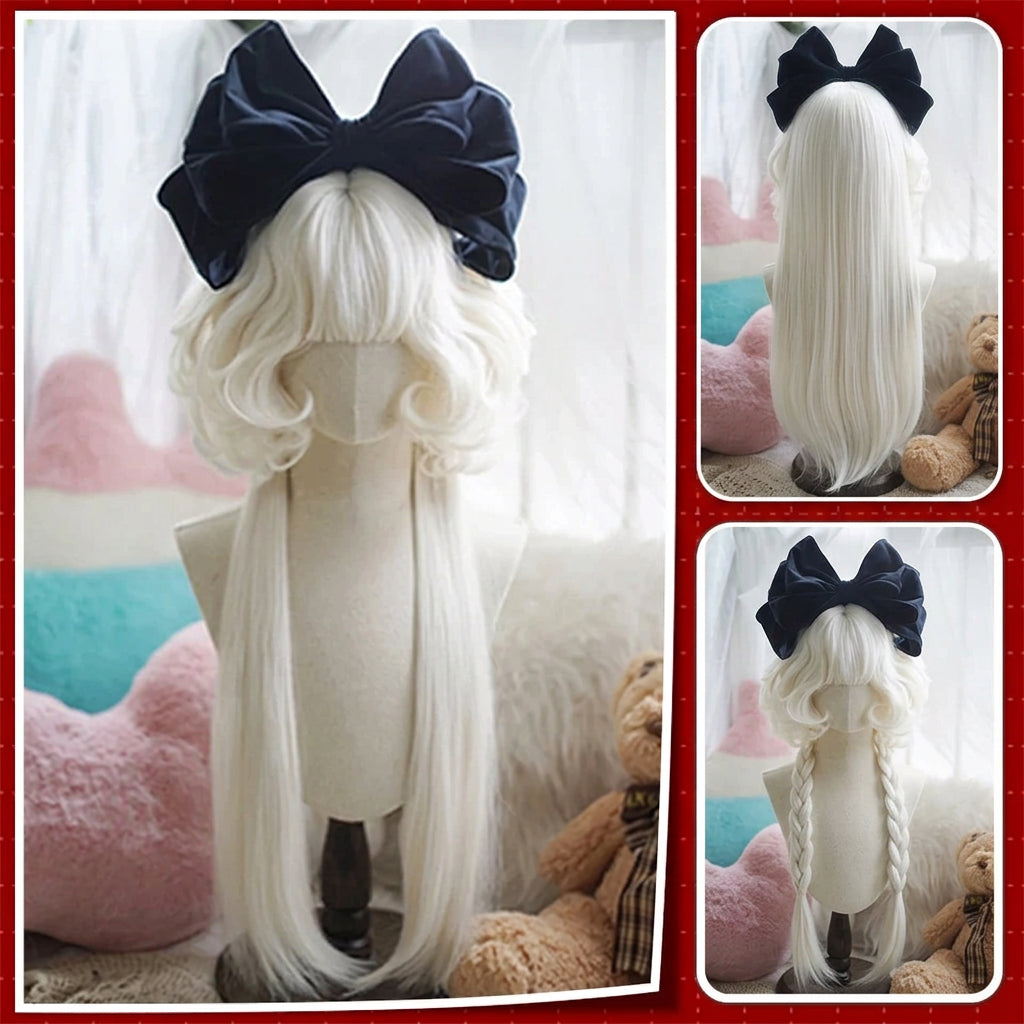 Cosplay wig shown with front, back or styling views