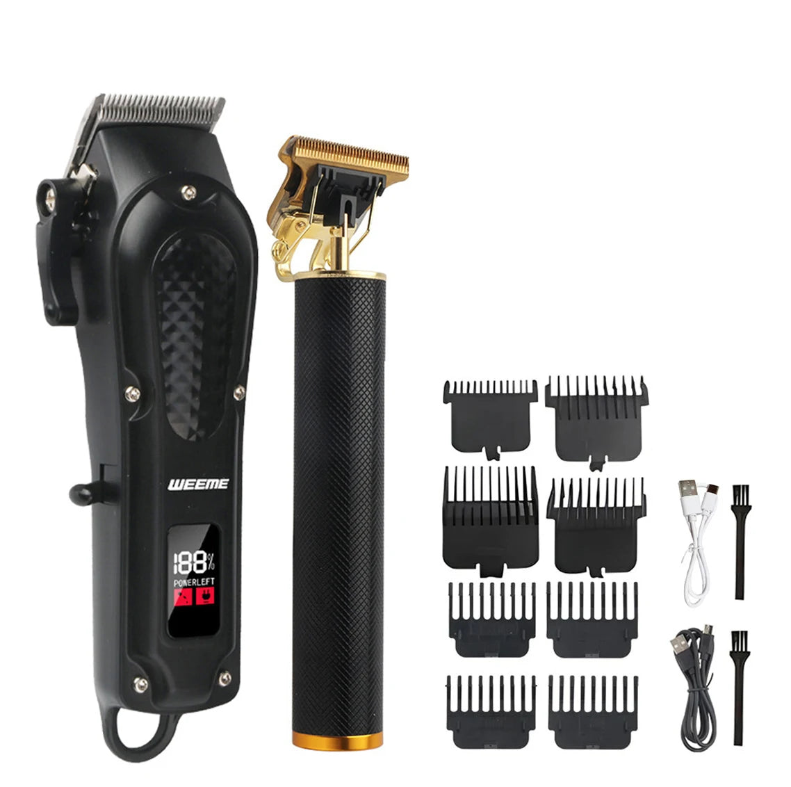 Hair trimmer and clipper kit with guide combs and accessories