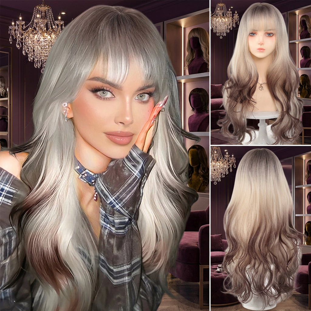 Cosplay wig shown with front, back or styling views