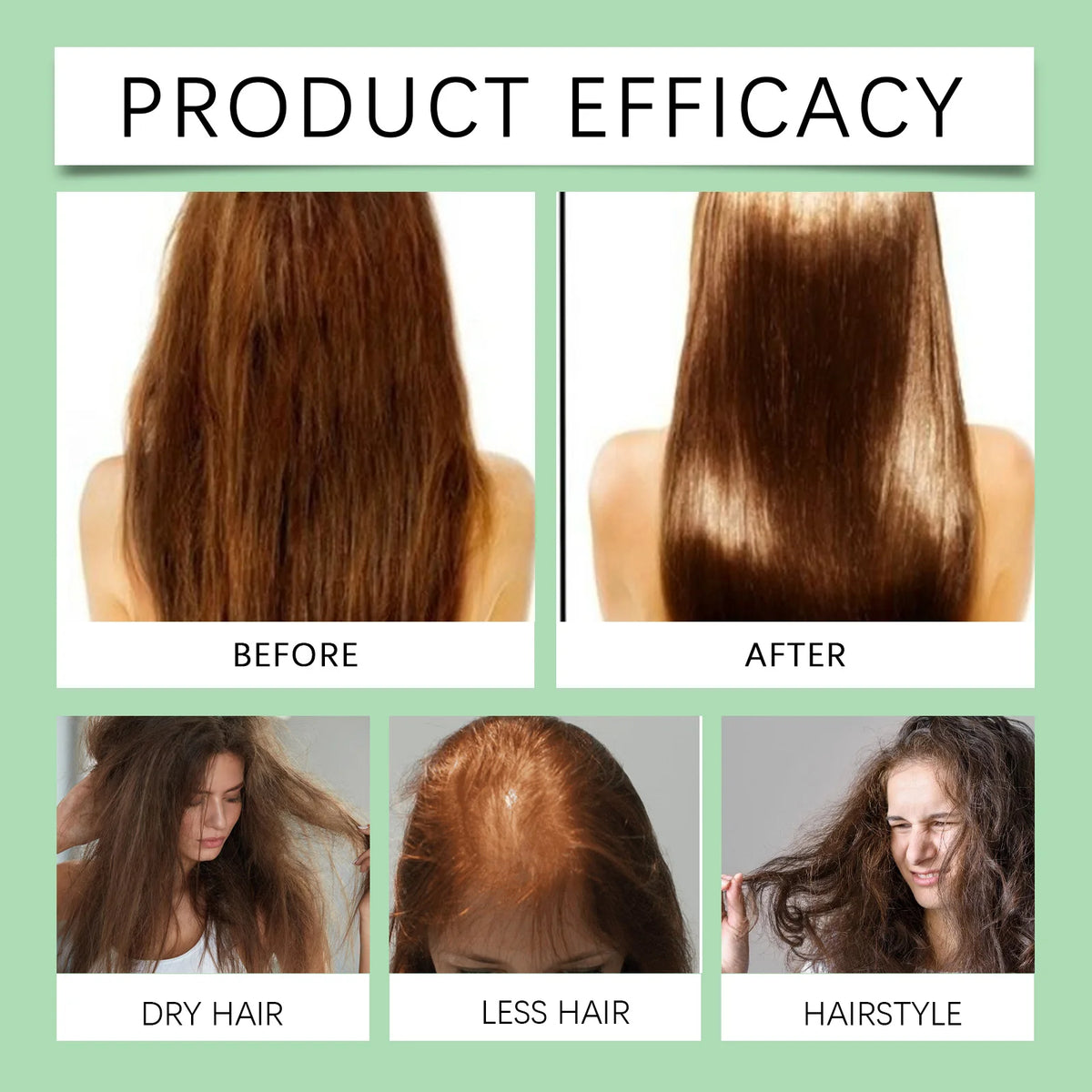 Hair mask with application and hair care illustrations