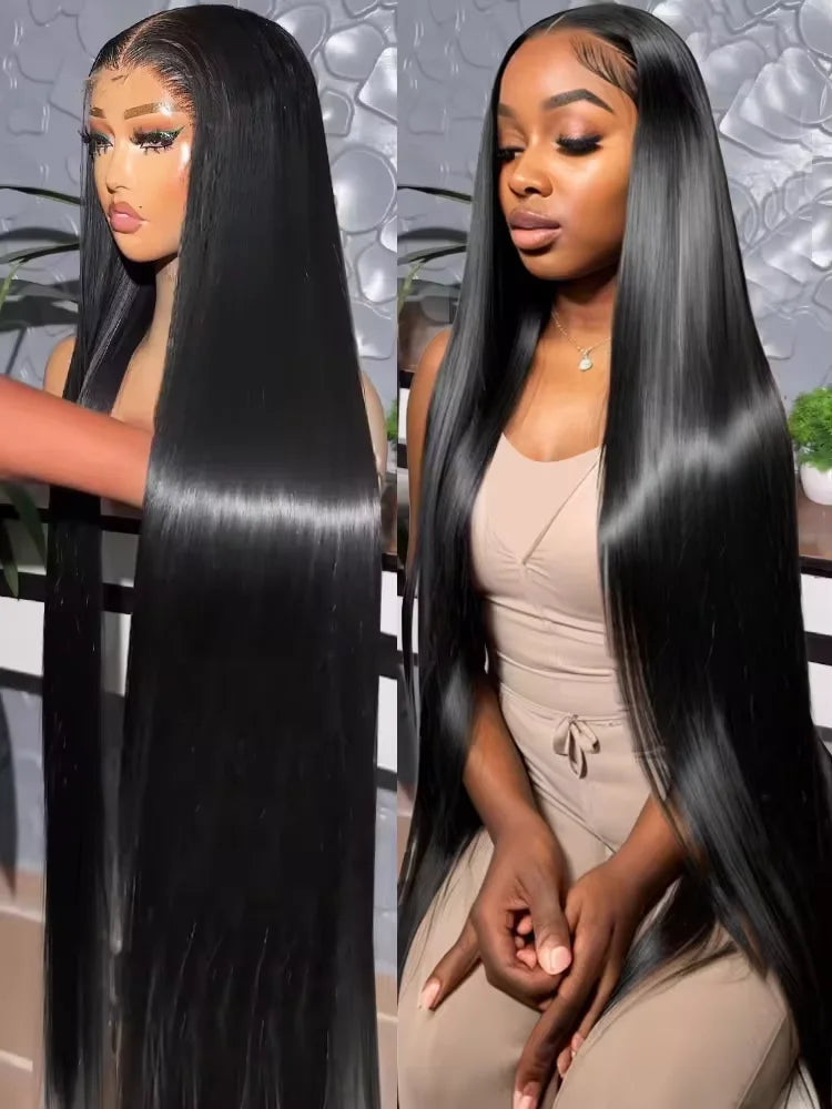 Inches to the Floor: Bone Straight Brazilian Remy Blend Wig -16 to 42"- Transparent Swiss HD Lace