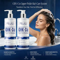 Copper peptide shampoo and conditioner with hair washing illustrations