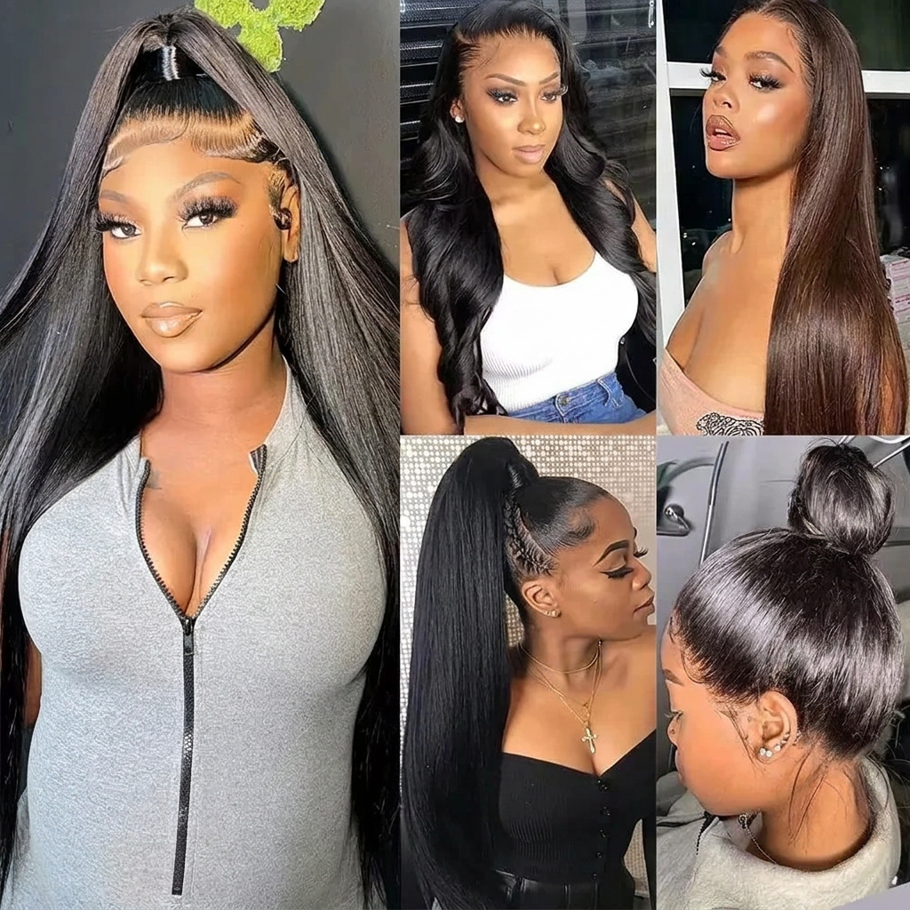 Inches to the Floor: Bone Straight Brazilian Remy Blend Wig -16 to 42"- Transparent Swiss HD Lace