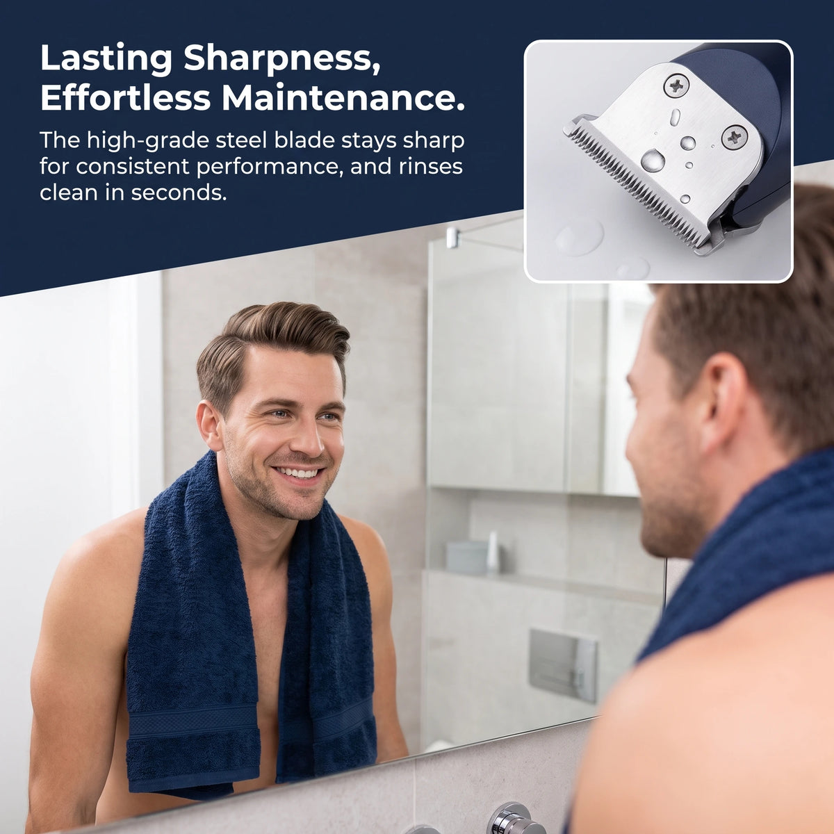 Hair trimmer with grooming and feature illustrations