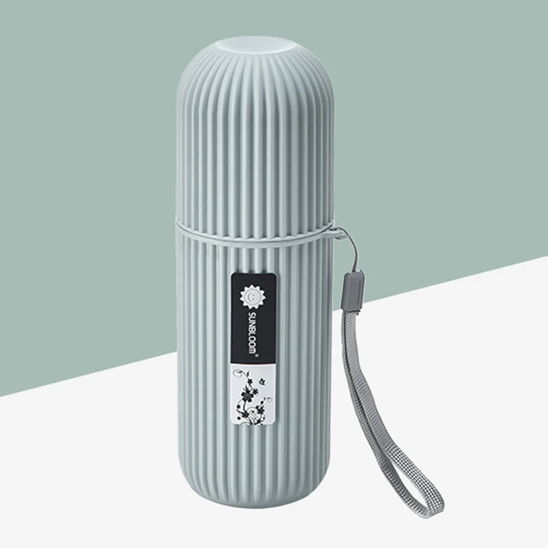 Ribbed travel toothbrush case with wrist strap