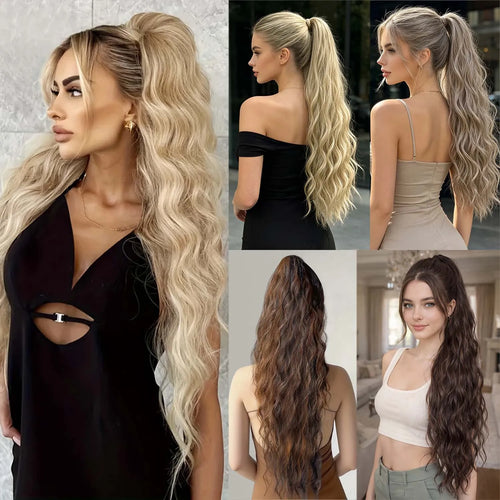 Long wavy ponytail styling examples
