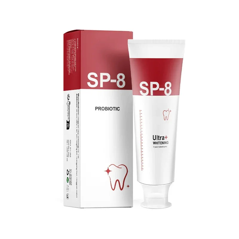 Probiotic toothpaste tubes and boxes