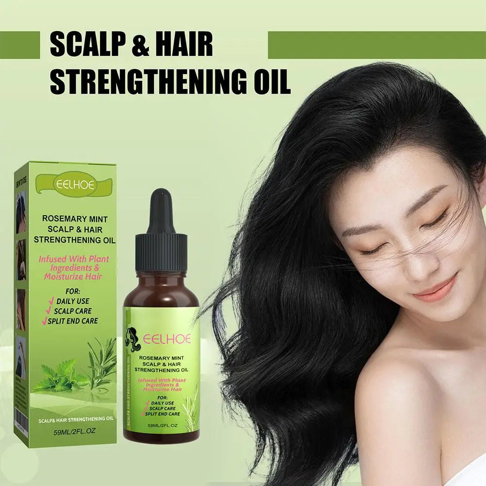Scalp and hair oils with hairstyle and ingredient graphics