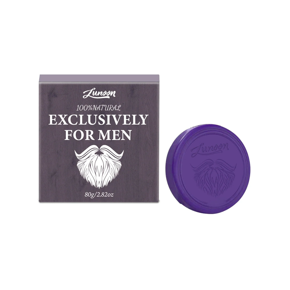 Round shaving soap bars beside their boxes