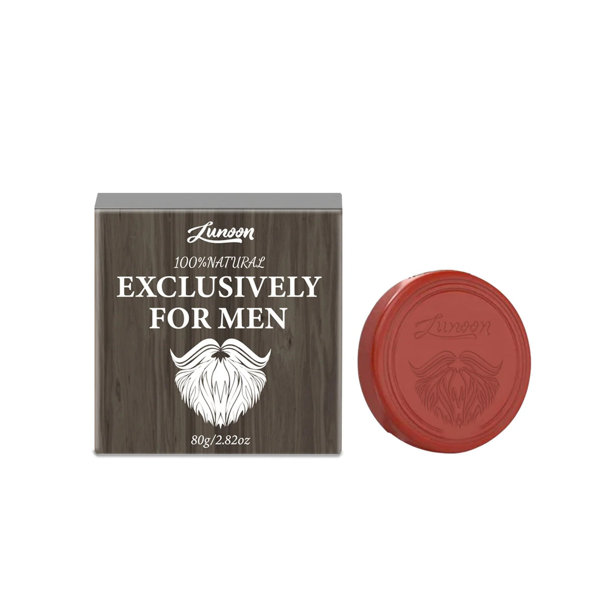 Round shaving soap bars beside their boxes